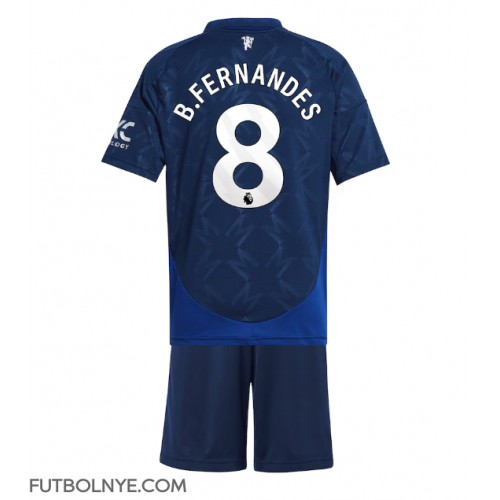 Camiseta Manchester United Bruno Fernandes #8 Visitante Equipación para niños 2024-25 manga corta (+ pantalones cortos)